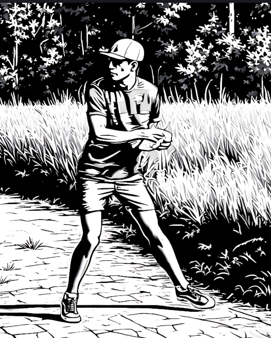 Athletic stance illustration: feet shoulder-width, knees flexed, upright chest